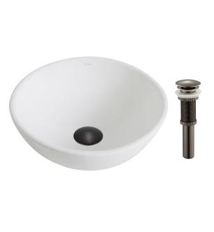 Kraus KCV-341-ORB Elavo 13-11/16" Vitreous China Vessel Bathroom Sink - Pop-Up Drain Assembly Included in White-Oil Rubbed Bronze