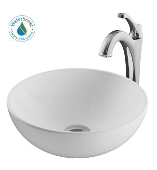 Kraus C-KCV-341-1200CH Elavo And Arlo 13-11/16" Vitreous China Vessel Bathroom Sink With 1.2 Gpm Deck Mounted Bathroom Faucet in Chrome