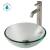 Kraus C-GV-101-14-12mm-1007SN Bathroom Combo - 14" Clear Glass Vessel Bathroom Sink With Vessel Faucet, Pop-Up Drain, And Mounting Ring in Satin Nickel
