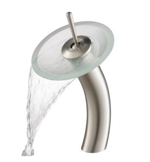 Kraus KGW-1700SN-FR Waterfall Single Hole Vessel Bathroom Faucet in Satin Nickel