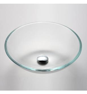 Kraus GV-100-CH 16-1/2" Clear Glass Vessel Bathroom Sink - Includes Pop-Up Drain And Mounting Ring in Chrome