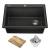 Kraus KGTW12-28MBL Bellucci 28" Drop In Single Basin Granite Composite Kitchen Sink With Basket Strainer And Cutting Board in Metallic Black