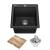 Kraus KGTW12-18MBL Bellucci 18" Drop In Single Basin Granite Composite Kitchen Sink With Basket Strainer And Cutting Board in Metallic Black