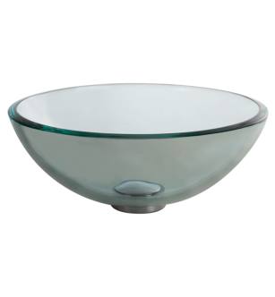 Kraus GV-101-14-CH 14" Clear Glass Vessel Bathroom Sink - Includes Pop-Up Drain And Mounting Ring in Chrome