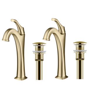 Kraus KVF-1200BG-2PK Pack Of (2) Arlo 1.2 Gpm Vessel Single Hole Bathroom Faucet With Pop-Up Drain Assembly in Brushed Gold