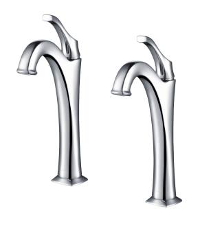 Kraus KVF-1200CH-2PK Pack Of (2) Arlo 1.2 Gpm Vessel Single Hole Bathroom Faucet With Pop-Up Drain Assembly in Chrome