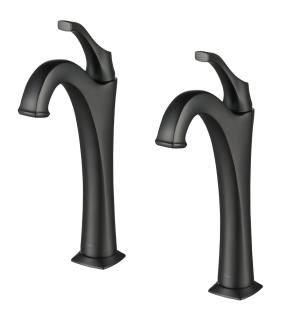 Kraus KVF-1200MB-2PK Pack Of (2) Arlo 1.2 Gpm Vessel Single Hole Bathroom Faucet With Pop-Up Drain Assembly in Matte Black