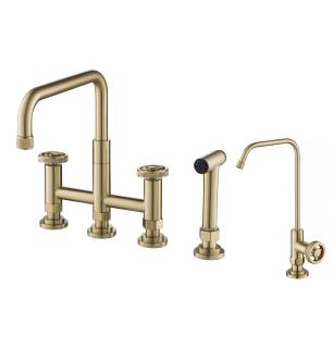 Kraus KPF-3125-FF-101BG Urbix 1.8 Gpm Widespread Bridge Kitchen Faucet With Water Filter Faucet And Side Spray in Brushed Gold
