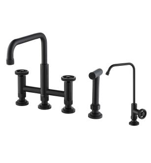 Kraus KPF-3125-FF-101MB Urbix 1.8 Gpm Widespread Bridge Kitchen Faucet With Water Filter Faucet And Side Spray in Matte Black