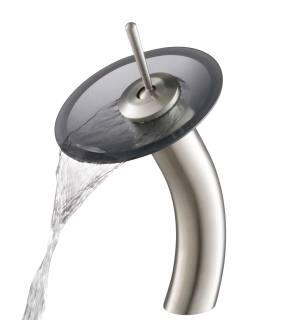 Kraus KGW-1700SN-BLFR Waterfall Single Hole Vessel Bathroom Faucet in Satin Nickel
