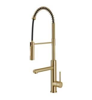Kraus KPF-1604SFACBMB Artec Pro 1.8 Gpm Single Hole Pre-Rinse Pull Down Kitchen Faucet in Spot Free Antique Champagne Bronze/Matte Black