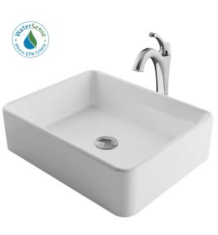 Kraus C-KCV-121-1200CH Elavo And Arlo 18-1/4" Vitreous China Vessel Bathroom Sink With 1.2 Gpm Deck Mounted Bathroom Faucet And Pop-Up Drain Assembly in Chrome