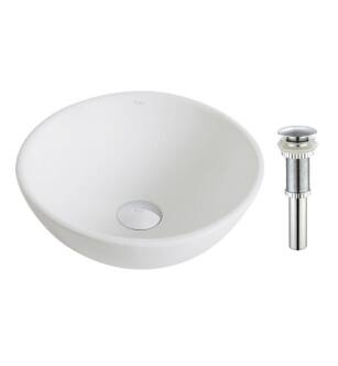 Kraus KCV-341-CH Elavo 13-11/16" Vitreous China Vessel Bathroom Sink - Pop-Up Drain Assembly Included in Chrome