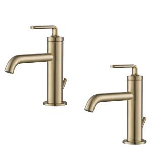 Kraus KBF-1221BG-2PK Pack Of (2) Ramus 1.2 Gpm Single Hole Bathroom Faucet With Pop-Up Drain Assembly in Brushed Gold