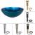 Kraus GV-204-CH 16-1/2" Irruption Blue Glass Vessel Bathroom Sink - Includes Pop-Up Drain And Mounting Ring in Chrome