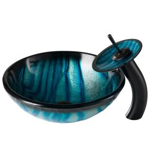 Kraus C-GV-399-19mm-10ORB Bathroom Combo - 17" Ladon Glass Vessel Bathroom Sink With Vessel Faucet, Pop-Up Drain And Mounting Ring in Oil Rubbed Bronze