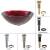 Kraus GV-200-CH 16-1/2" Irruption Red Glass Vessel Bathroom Sink - Includes Pop-Up Drain And Mounting Ring in Chrome