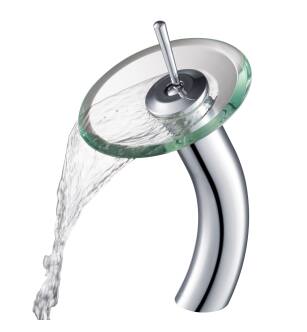 Kraus KGW-1700CH-CL Waterfall Single Hole Vessel Bathroom Faucet in Chrome