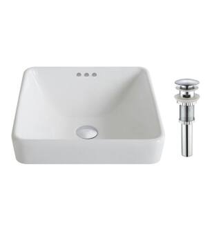 Kraus KCR-281-CH Elavo 16-1/4" Vitreous China Drop In Bathroom Sink With Overflow And Pop-Up Drain Assembly in Chrome