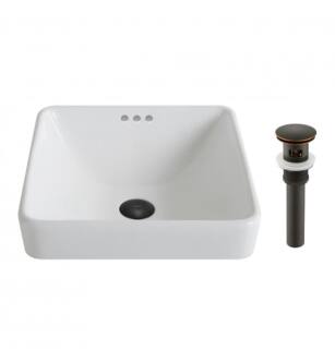 Kraus KCR-281-ORB Elavo 16-1/4" Vitreous China Drop In Bathroom Sink With Overflow And Pop-Up Drain Assembly in Oil Rubbed Bronze