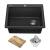 Kraus KGTW12-25MBL Bellucci 25" Drop In Single Basin Granite Composite Kitchen Sink With Basket Strainer And Cutting Board in Metallic Black