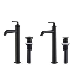 Kraus KVF-1220MB-2PK Pack Of (2) Ramus 1.2 Gpm Vessel Single Hole Bathroom Faucet With Pop-Up Drain Assembly in Matte Black
