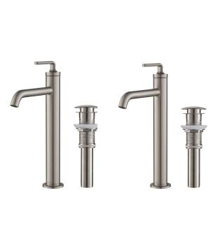 Kraus KVF-1220SFS-2PK Pack Of (2) Ramus 1.2 Gpm Vessel Single Hole Bathroom Faucet With Pop-Up Drain Assembly in Spot Free Stainless Steel
