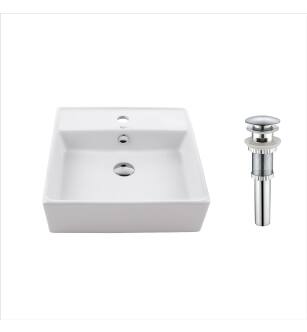 Kraus KCV-150-CH 18-1/2" Ceramic Vessel Bathroom Sink - Includes Pop-Up Drain in Chrome