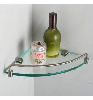 Kraus KEA-18846BN Elie 9" Brass And Glass Bathroom Shelf in Brushed Nickel