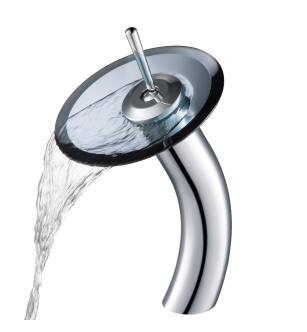 Kraus KGW-1700G-BLCL Waterfall Single Hole Vessel Bathroom Faucet in Gold