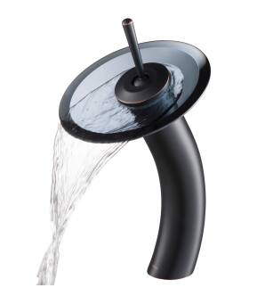 Kraus KGW-1700ORB-BLCL Waterfall Single Hole Vessel Bathroom Faucet in Oil Rubbed Bronze