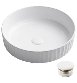 Kraus KCV-201GWH-20 Viva 15-3/4" Circular Vitreous China Vessel Bathroom Sink With Pop-Up Drain Assembly in White