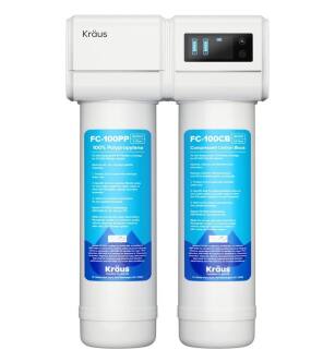 Kraus FS-1000 Purita 2 Stage Carbon Block Under Sink Water Filtration System With Digital Display Monitor