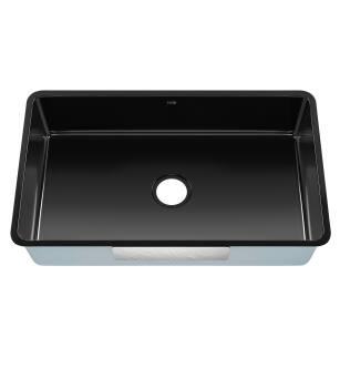 Kraus KE1US32GBL Pintura 32" Undermount Porcelain Enameled Steel Single Bowl Kitchen Sink - Glossy in Glossy Black