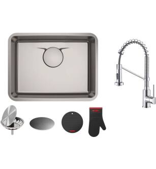 Kraus KD1US25-KPF-1610SS Kitchen Combo - Dex 24-3/4" Single Basin Stainless Steel Undermount Kitchen Sink With Bolden 18" Pre-Rinse Kitchen Faucet in Stainless Steel
