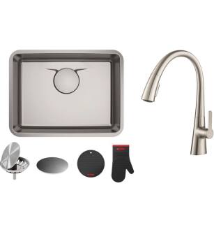 Kraus KD1US25B-KPF-1673SFS Kitchen Combo - 24-3/4" Undermount Single Basin Sink With Nolen Pull-Down Spray Faucet in Spot-Free Stainless Steel
