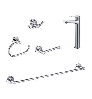 Kraus C-KVF-1400-KEA-188SFS Indy 1.2 Gpm Vessel Single Hole Bathroom Faucet Package With Bath Hardware in Spot Free Stainless Steel