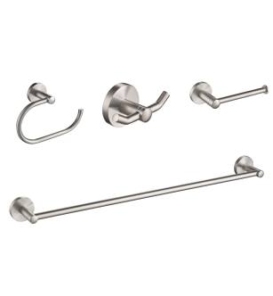 Kraus C-KEA-188BN Elie 4-Piece Bathroom Package With 24" Towel Bar, Robe Hook, Towel Ring, And Toilet Paper Holder in Brushed Nickel
