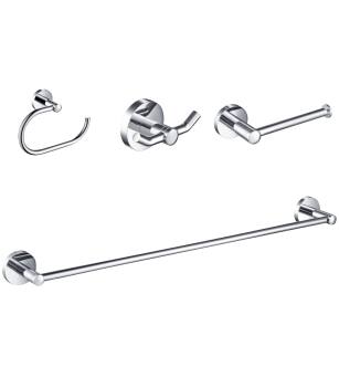 Kraus C-KEA-188CH Elie 4-Piece Bathroom Package With 24" Towel Bar, Robe Hook, Towel Ring, And Toilet Paper Holder in Chrome