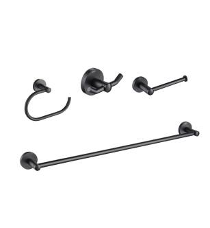 Kraus C-KEA-188MB Elie 4-Piece Bathroom Package With 24" Towel Bar, Robe Hook, Towel Ring, And Toilet Paper Holder in Matte Black