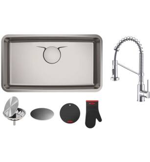 Kraus KD1US33-KPF-1610CH Kitchen Combo - Dex 32-7/8" Single Basin Stainless Steel Undermount Kitchen Sink With Bolden 18" Pre-Rinse Kitchen Faucet in Chrome