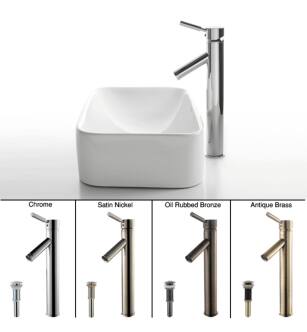 Kraus C-KCV-122-1002CH Bathroom Combo - 19-1/4" Ceramic Vessel Bathroom Sink With Vessel Faucet, Pop-Up Drain in Chrome