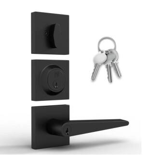 Mega Handles 725414330450-1 Schein Regular Entry and Deadbolt Combo in Matte Black