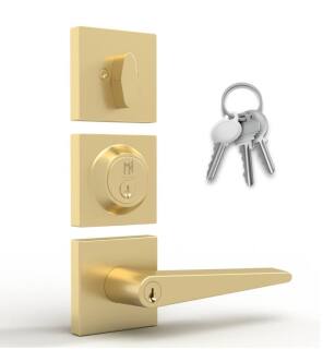 Mega Handles 781111265099-2 Schein Master Keyed Entry and Deadbolt Combo in Satin Brass