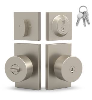 Mega Handles 652569233834-1 Laura Entry and Deadbolt Combo in Satin Nickel