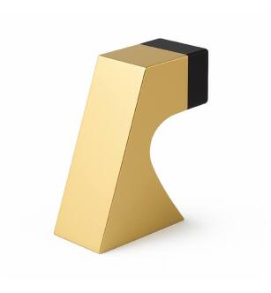 Mega Handles 717052436540 Curved Door Stopper in Satin Brass