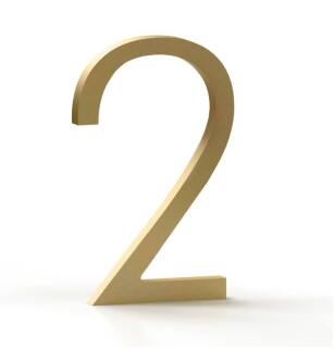 Mega Handles 793087679305 House Number 2 in Satin Brass