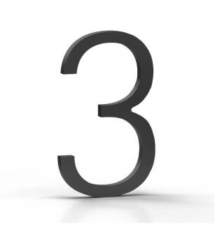 Mega Handles 793087679329 House Number 3 in Matte Black