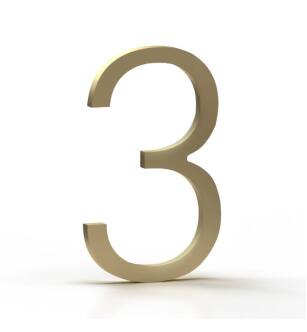 Mega Handles 793087679336 House Number 3 in Satin Brass