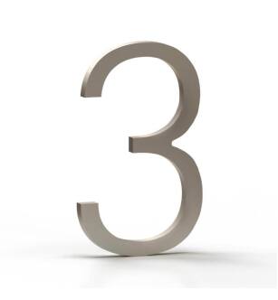 Mega Handles 793087679343 House Number 3 in Satin Nickel